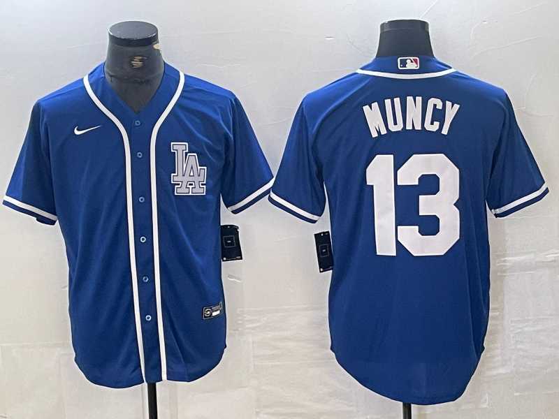 Mens Los Angeles Dodgers #13 Max Muncy Blue Cool Base Stitched Baseball Jersey